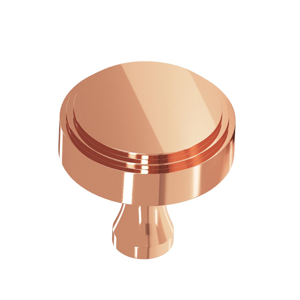Colonial Bronze 1.25" Diameter Round Stepped Cabinet Knob With Flared Post In Polished Copper
