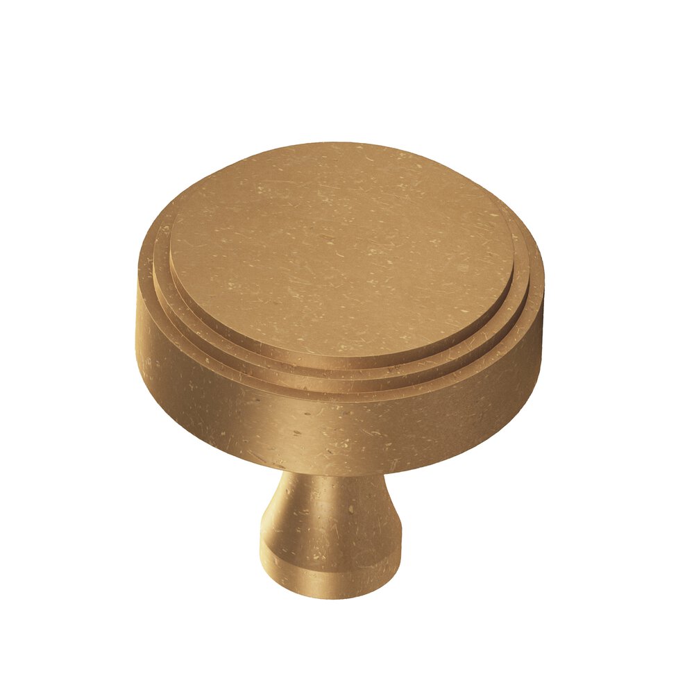 Colonial Bronze 1.25" Diameter Round Stepped Cabinet Knob With Flared Post In Distressed Light Statuary Bronze