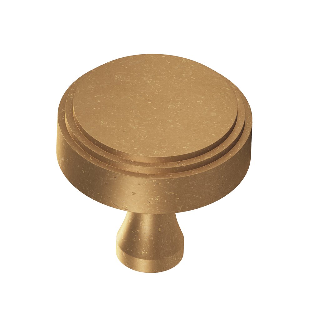 Colonial Bronze 1.5" Diameter Round Stepped Cabinet Knob With Flared Post In Distressed Light Statuary Bronze