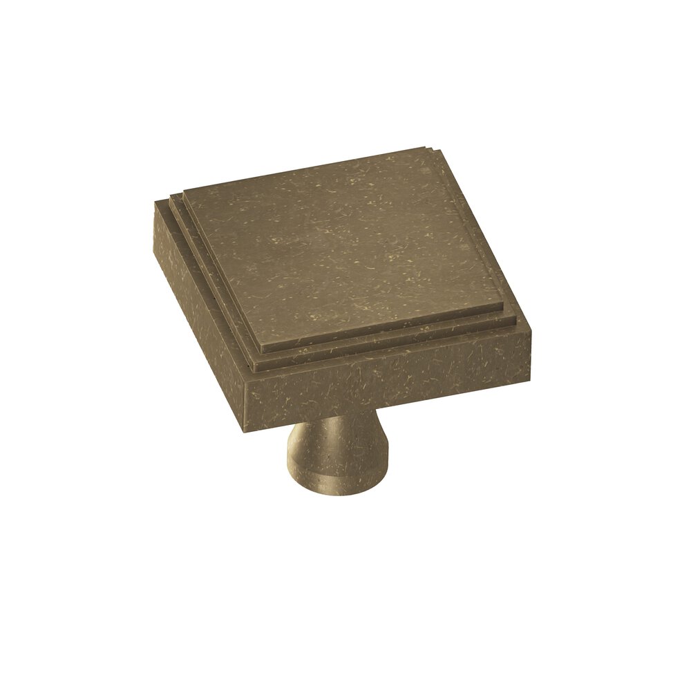 Colonial Bronze 1" Square Stepped Cabinet Knob With Flared Post In Distressed Oil Rubbed Bronze