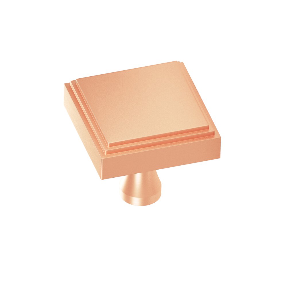 Colonial Bronze 1" Square Stepped Cabinet Knob With Flared Post In Matte Satin Copper