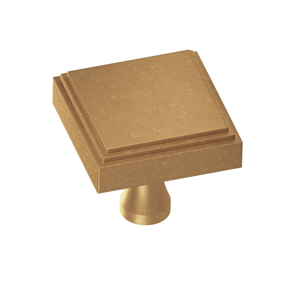 Colonial Bronze 1.25" Square Stepped Cabinet Knob With Flared Post In Distressed Light Statuary Bronze