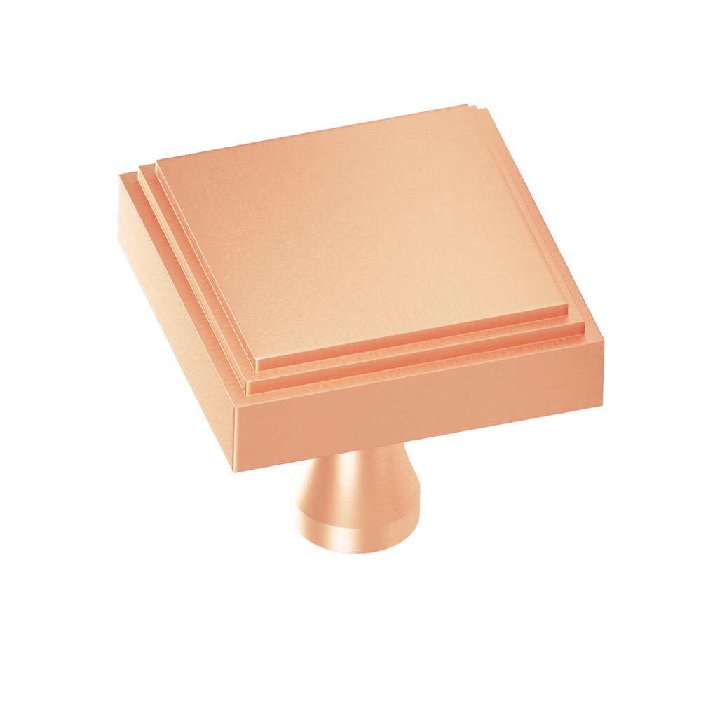 Colonial Bronze 1.5" Square Stepped Cabinet Knob With Flared Post In Matte Satin Copper