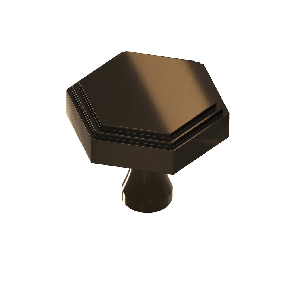 Colonial Bronze 1" Hexagonal Stepped Cabinet Knob With Flared Post In Unlacquered Oil Rubbed Bronze