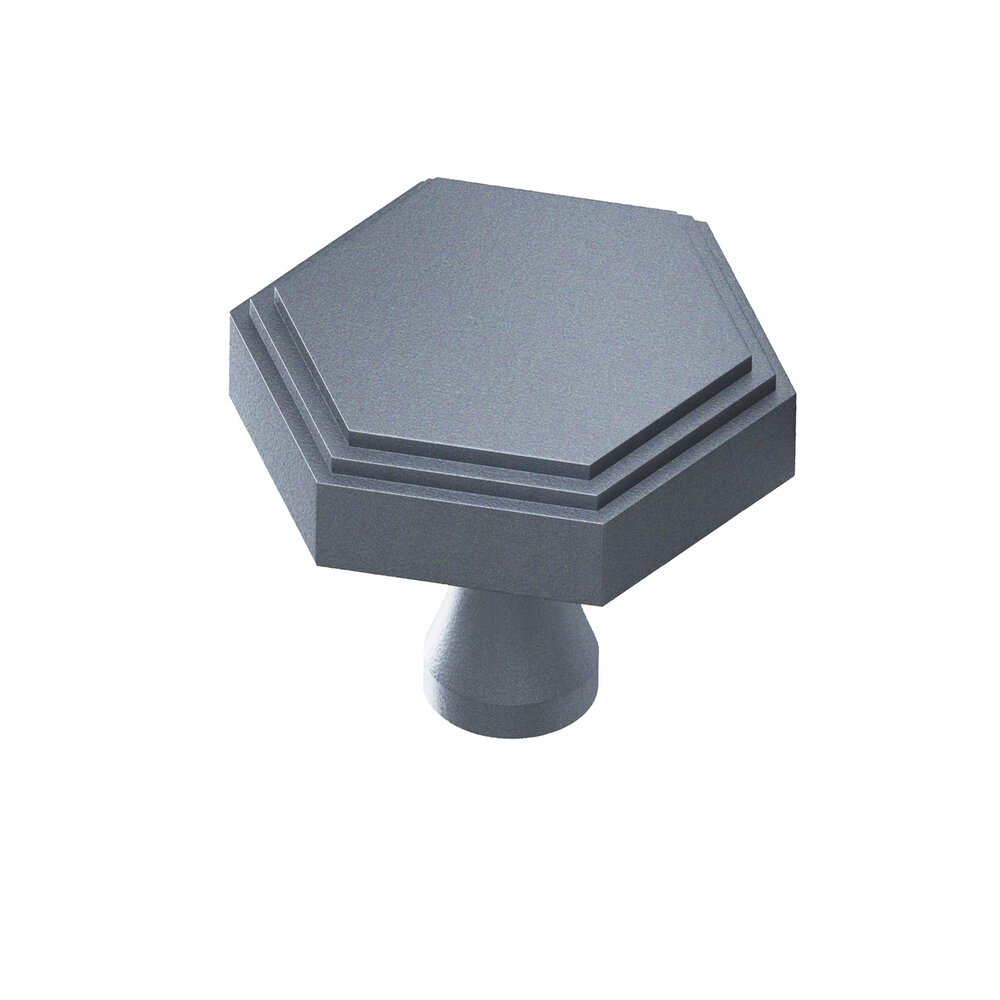 Colonial Bronze 1" Hexagonal Stepped Cabinet Knob With Flared Post In Frost Chrome™
