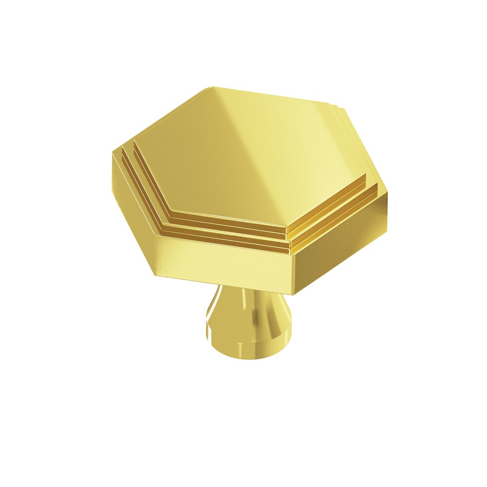 Colonial Bronze 1" Hexagonal Stepped Cabinet Knob With Flared Post In French Gold