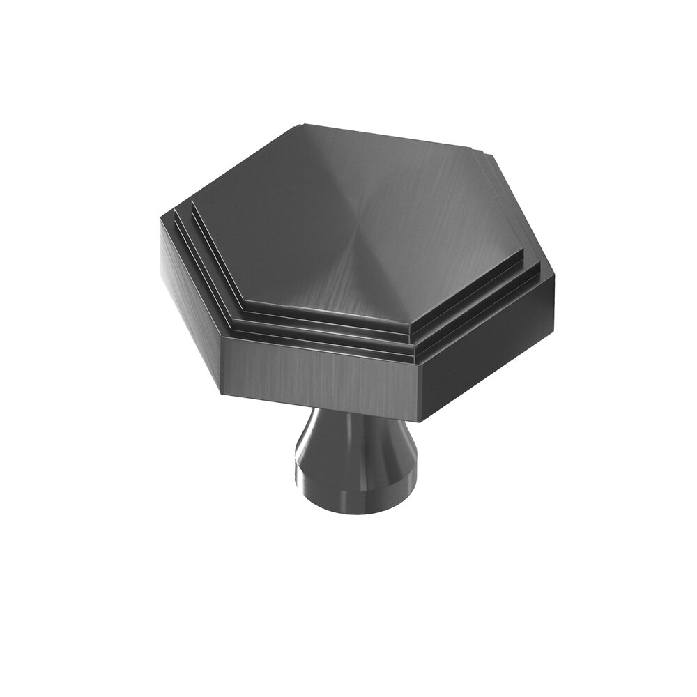 Colonial Bronze 1" Hexagonal Stepped Cabinet Knob With Flared Post In Graphite