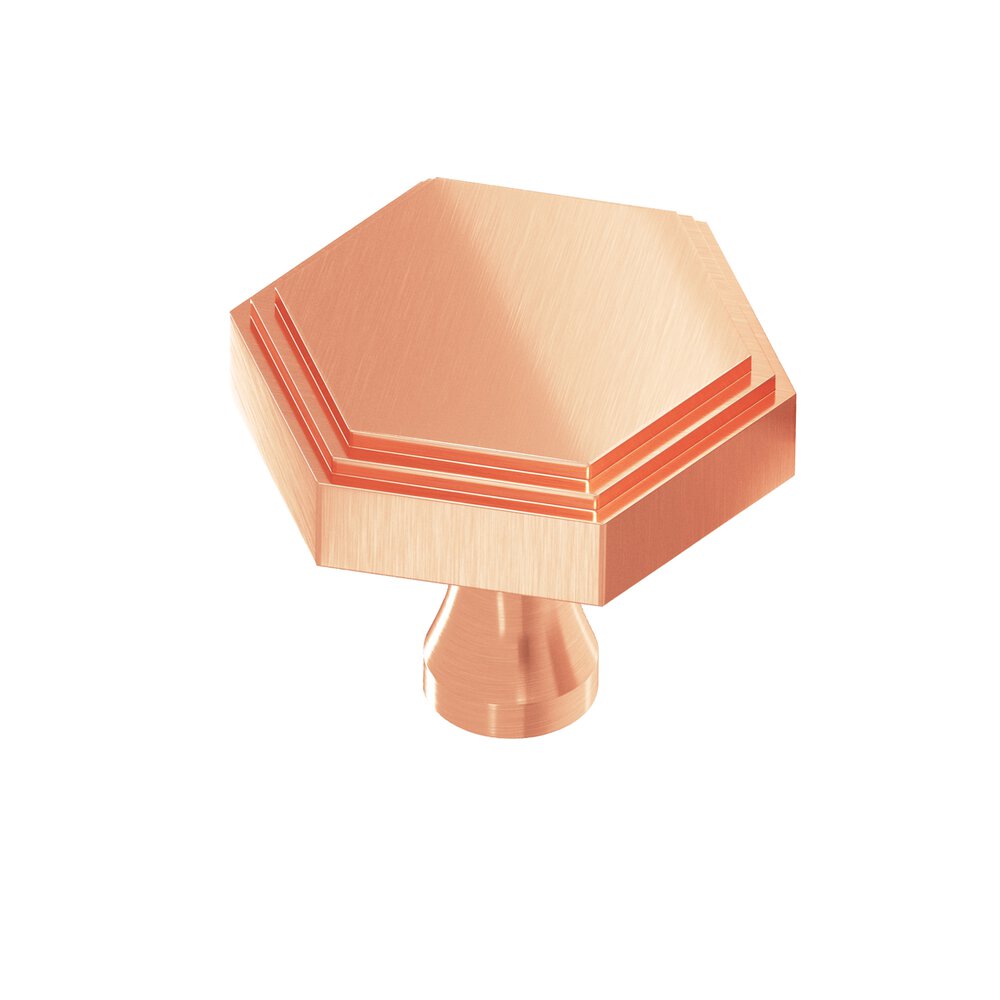 Colonial Bronze 1" Hexagonal Stepped Cabinet Knob With Flared Post In Satin Copper