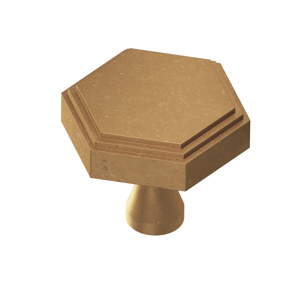 Colonial Bronze 1.25" Hexagonal Stepped Cabinet Knob With Flared Post In Distressed Light Statuary Bronze