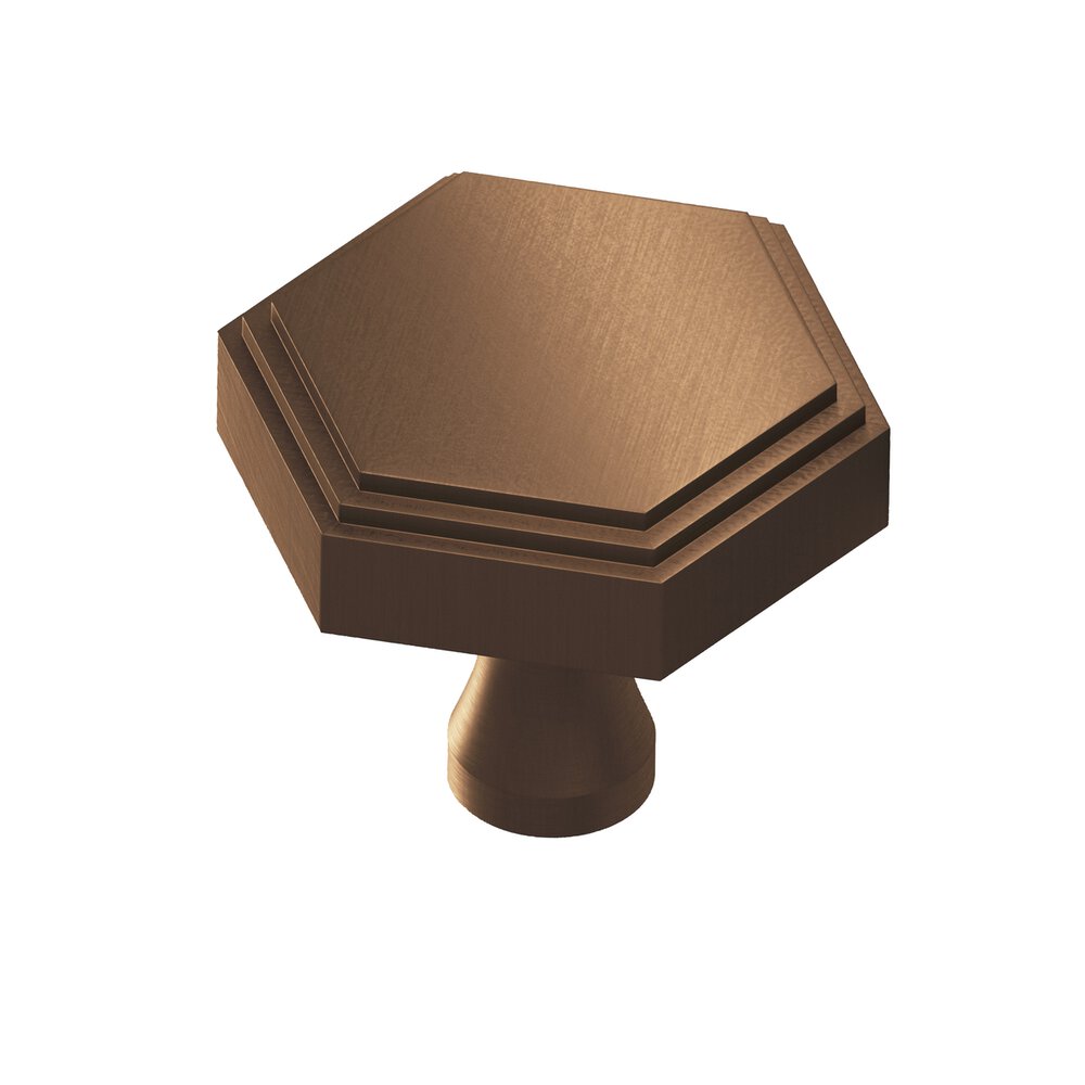 Colonial Bronze 1.25" Hexagonal Stepped Cabinet Knob With Flared Post In Matte Oil Rubbed Bronze