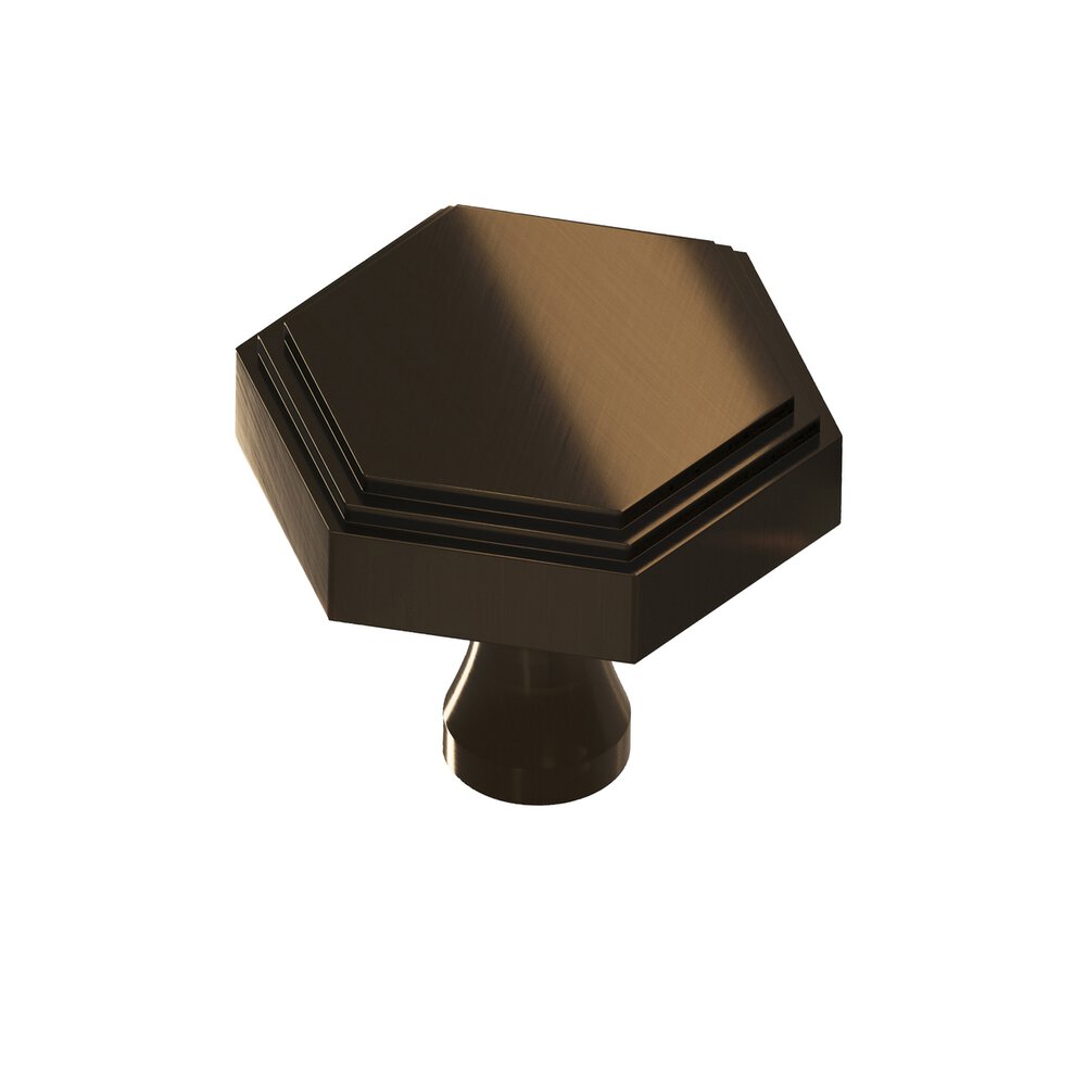 Colonial Bronze 1.5" Hexagonal Stepped Cabinet Knob With Flared Post In Unlacquered Oil Rubbed Bronze