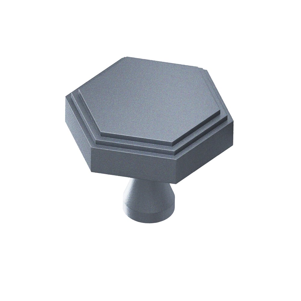 Colonial Bronze 1.5" Hexagonal Stepped Cabinet Knob With Flared Post In Frost Chrome™