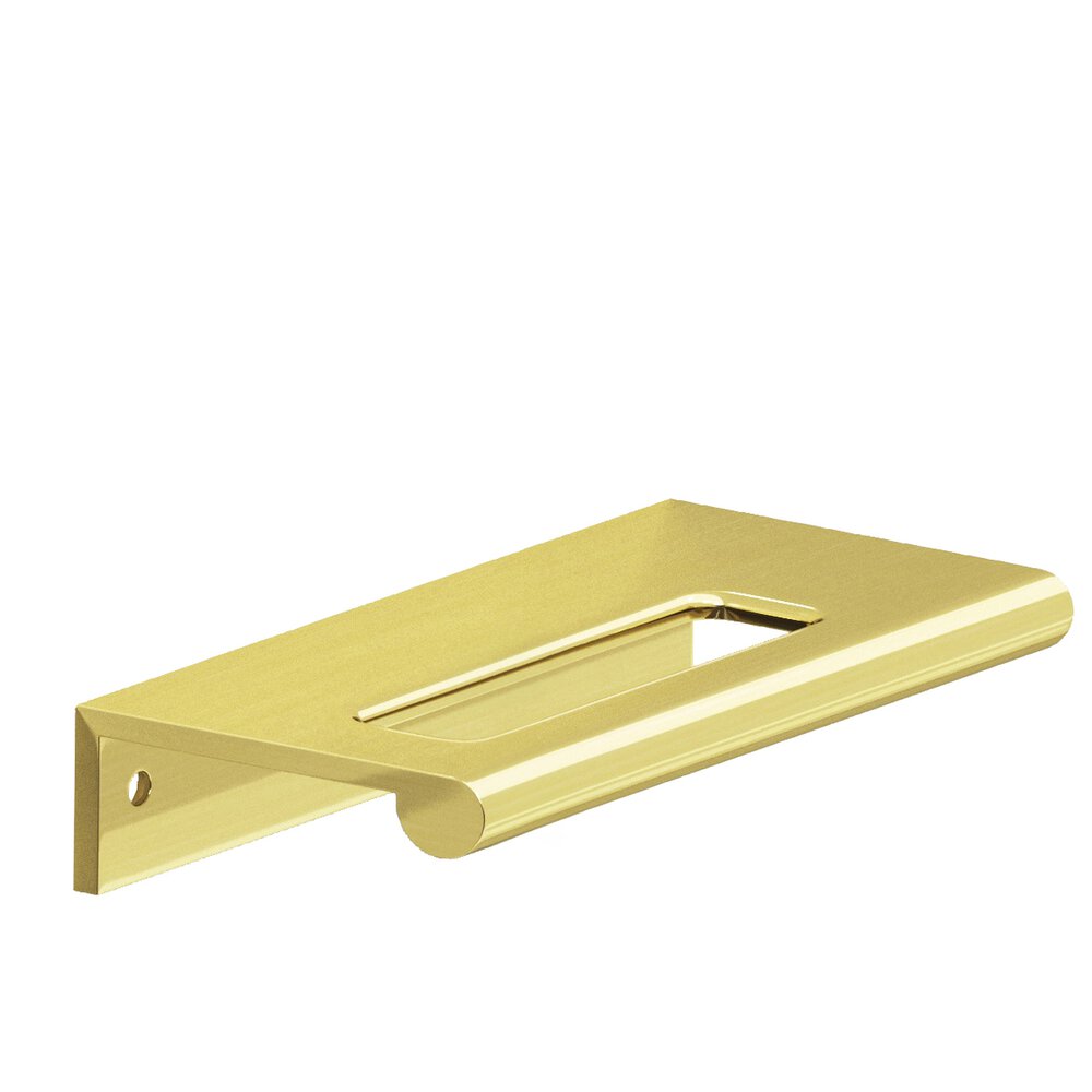 Colonial Bronze 1.5" Centers 2" Overall Edge Pull With Fully-Rounded Lip And Center Coutout In Unlacquered Polished Brass