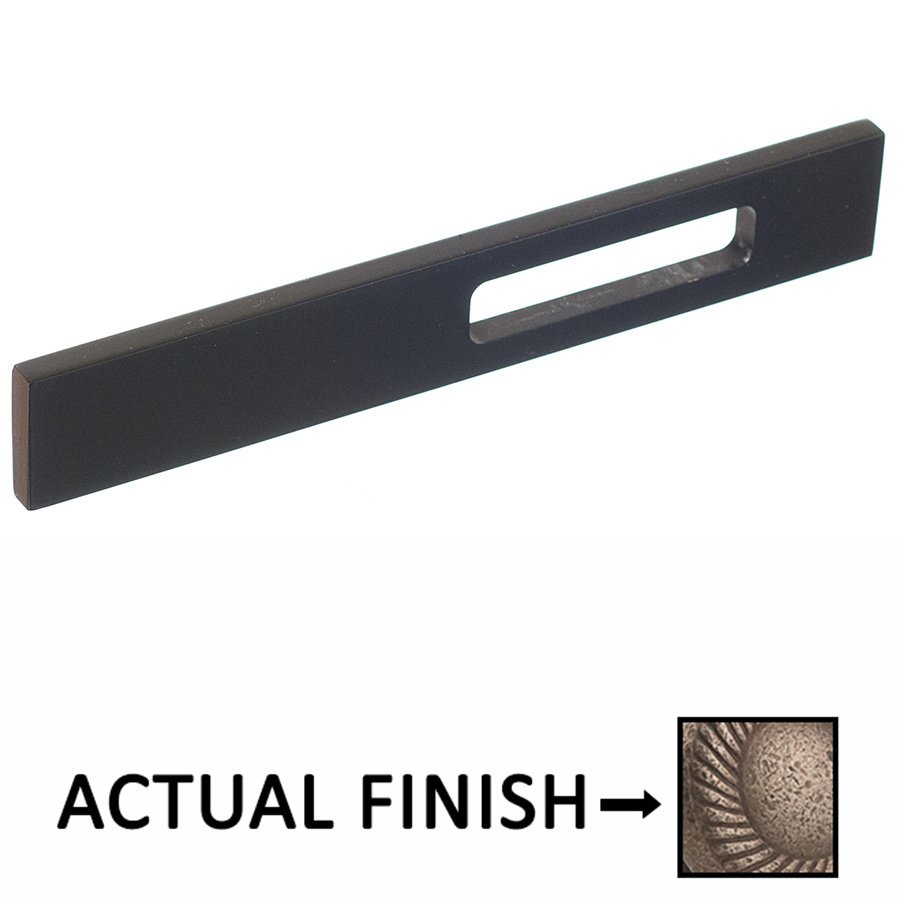 Colonial Bronze 4" Centers Slim Drawer Face With Off Center Relief Pull in Distressed Pewter