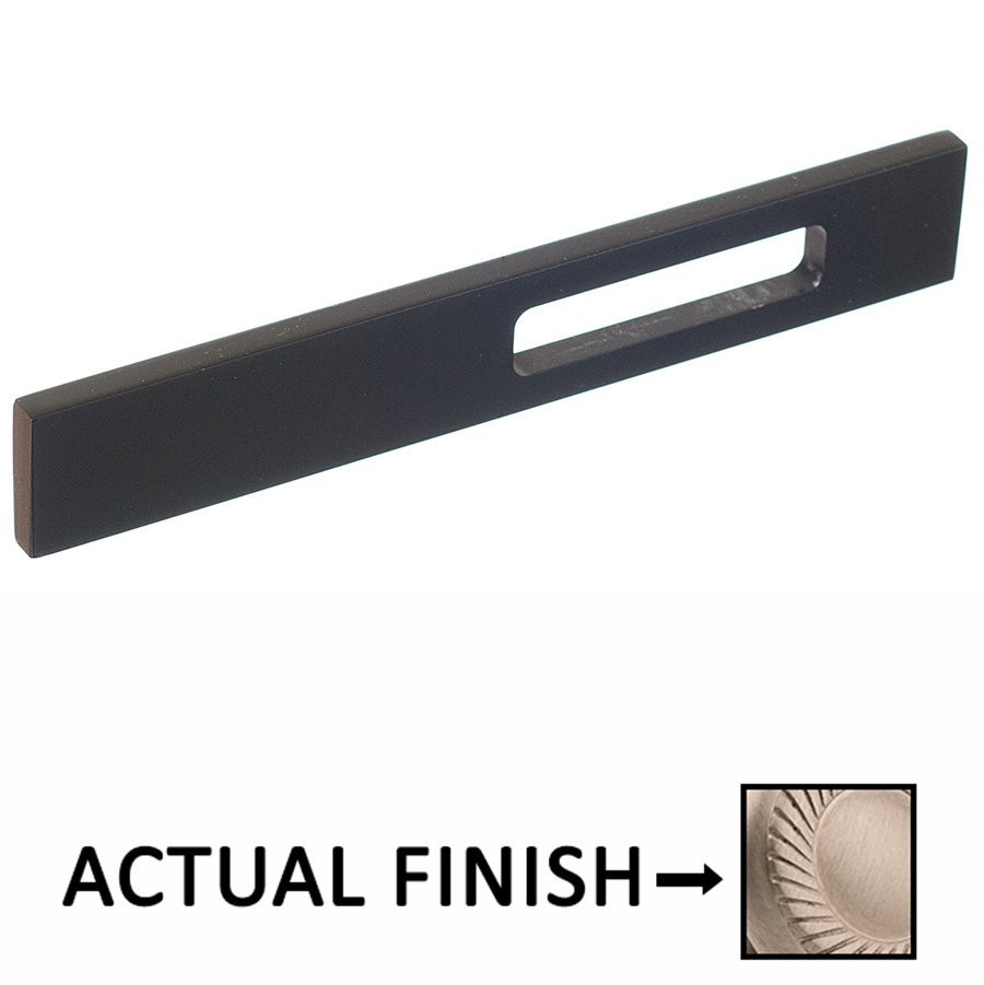 Colonial Bronze 4" Centers Slim Drawer Face With Off Center Relief Pull in Matte Satin Nickel