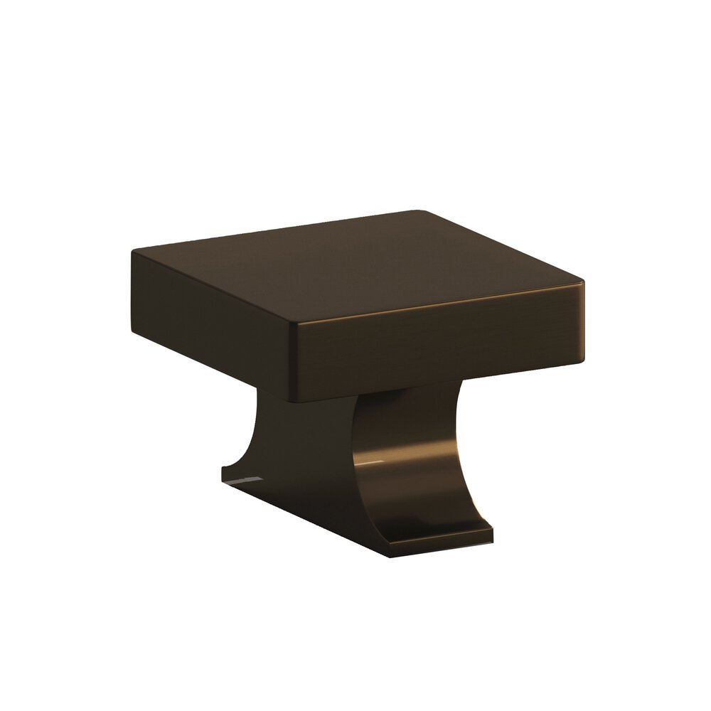Colonial Bronze 1.5" Square Cabinet Knob With Rectangular Flared Post In Unlacquered Oil Rubbed Bronze