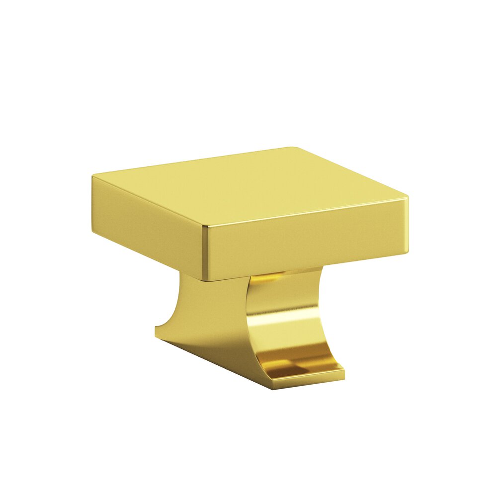 Colonial Bronze 1.5" Square Cabinet Knob With Rectangular Flared Post In French Gold