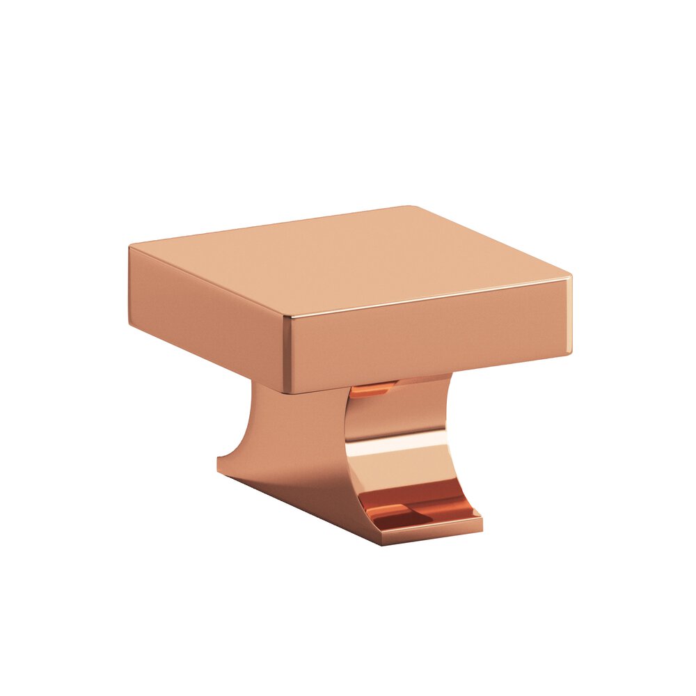 Colonial Bronze 1.5" Square Cabinet Knob With Rectangular Flared Post In Polished Copper
