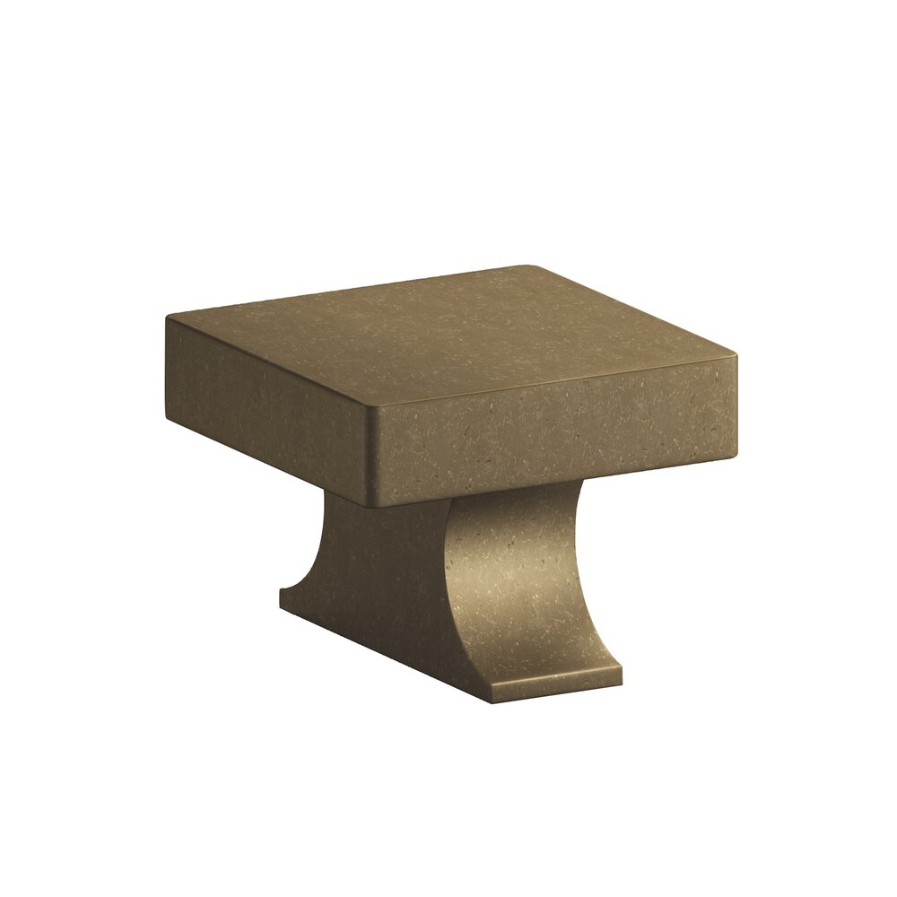 Colonial Bronze 1.5" Square Cabinet Knob With Rectangular Flared Post In Distressed Oil Rubbed Bronze