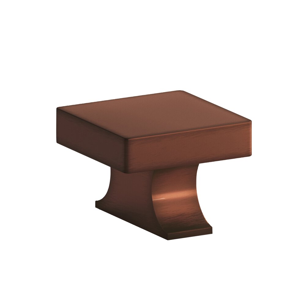 Colonial Bronze 1.5" Square Cabinet Knob With Rectangular Flared Post In Matte Antique Copper
