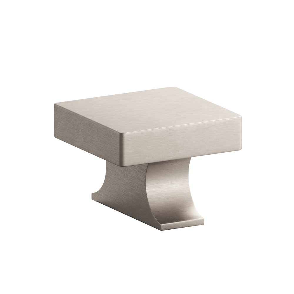 Colonial Bronze 1.5" Square Cabinet Knob With Rectangular Flared Post In Matte Satin Nickel