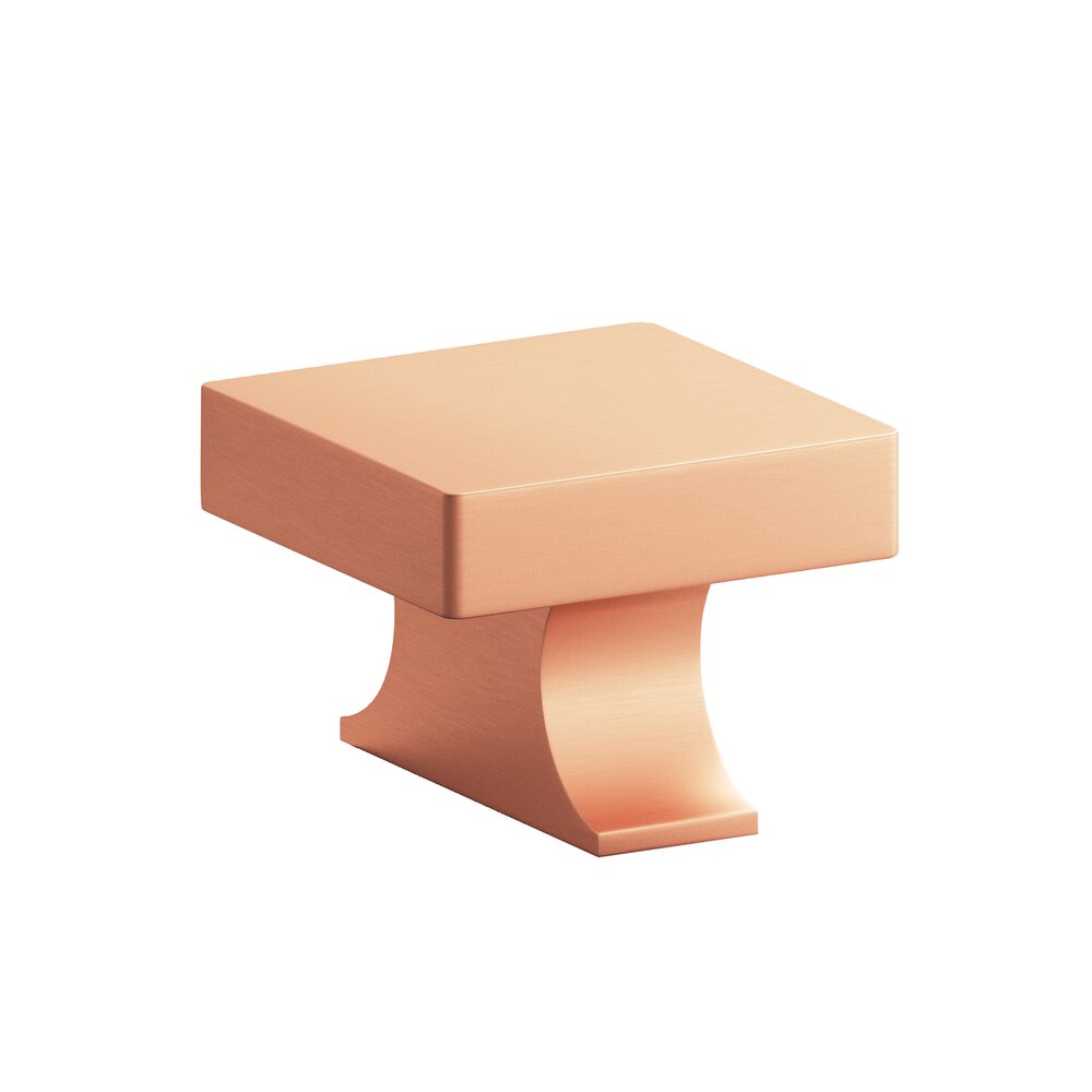 Colonial Bronze 1.5" Square Cabinet Knob With Rectangular Flared Post In Matte Satin Copper