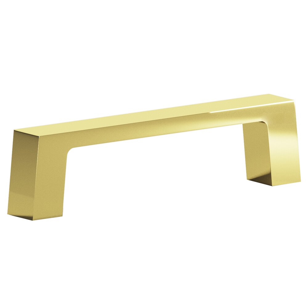 Colonial Bronze 3 1/2" Centers Rectangular Pull in Polished Brass Unlacquered