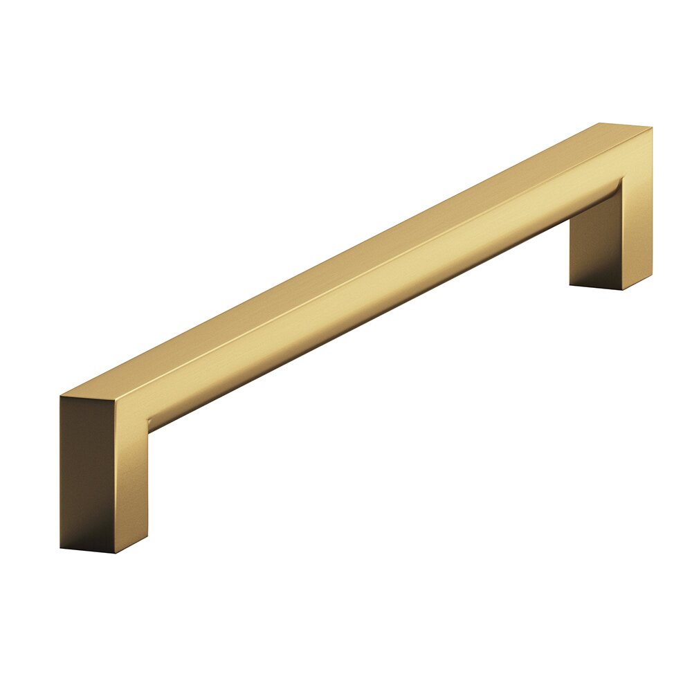Colonial Bronze 6" Centers Rectangular Pull in Unlacquered Satin Brass