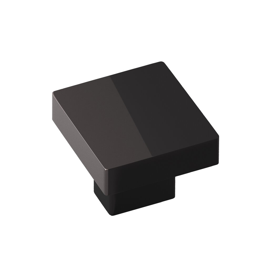Colonial Bronze 1.5" Square Cabinet Knob With Rectangular Post In Satin Black