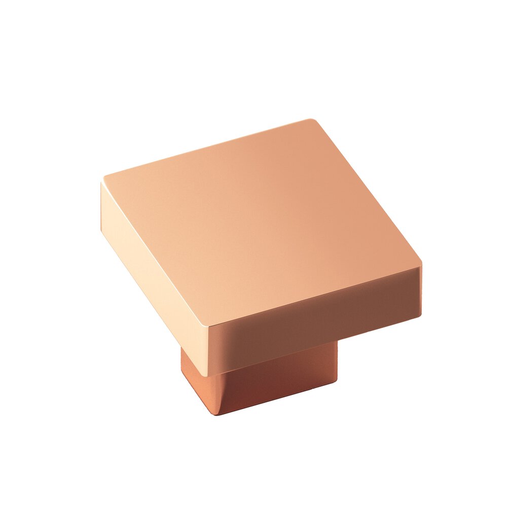 Colonial Bronze 1.5" Square Cabinet Knob With Rectangular Post In Polished Copper