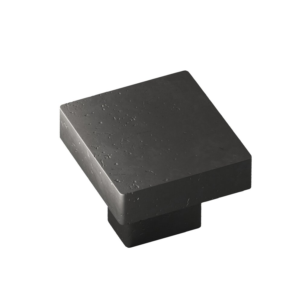 Colonial Bronze 1.5" Square Cabinet Knob With Rectangular Post In Distressed Satin Black