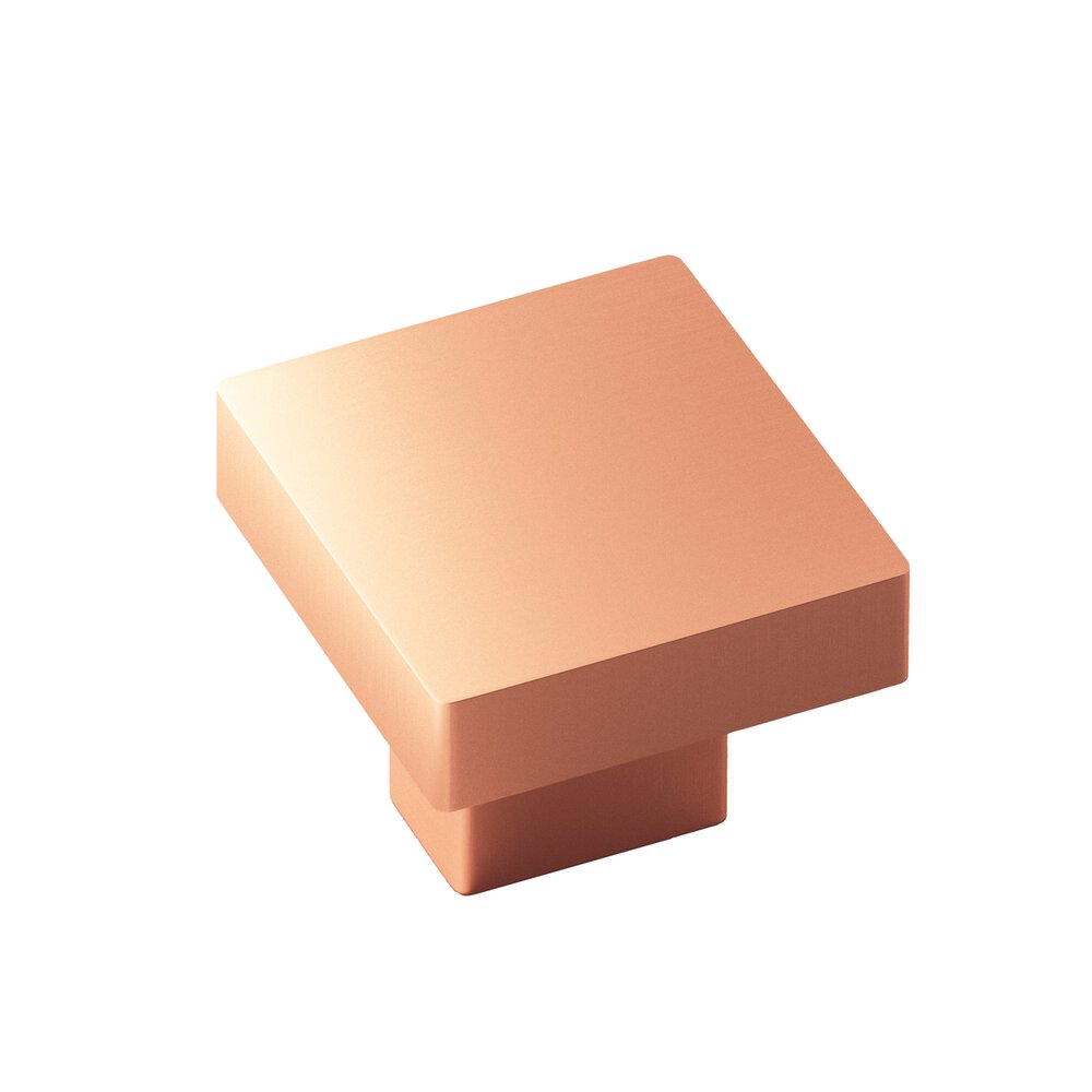 Colonial Bronze 1.5" Square Cabinet Knob With Rectangular Post In Matte Satin Copper