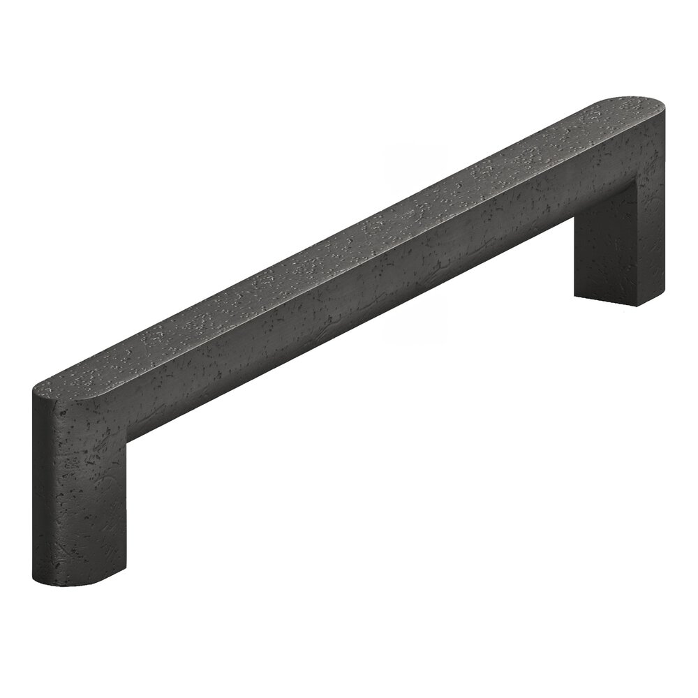 Colonial Bronze 6" Centers Square Cabinet Pull With Rounded Back And Ends In Distressed Satin Black