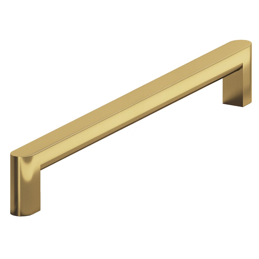 Colonial Bronze 8" Centers Square Cabinet Pull With Rounded Back And Ends In Unlacquered Satin Brass
