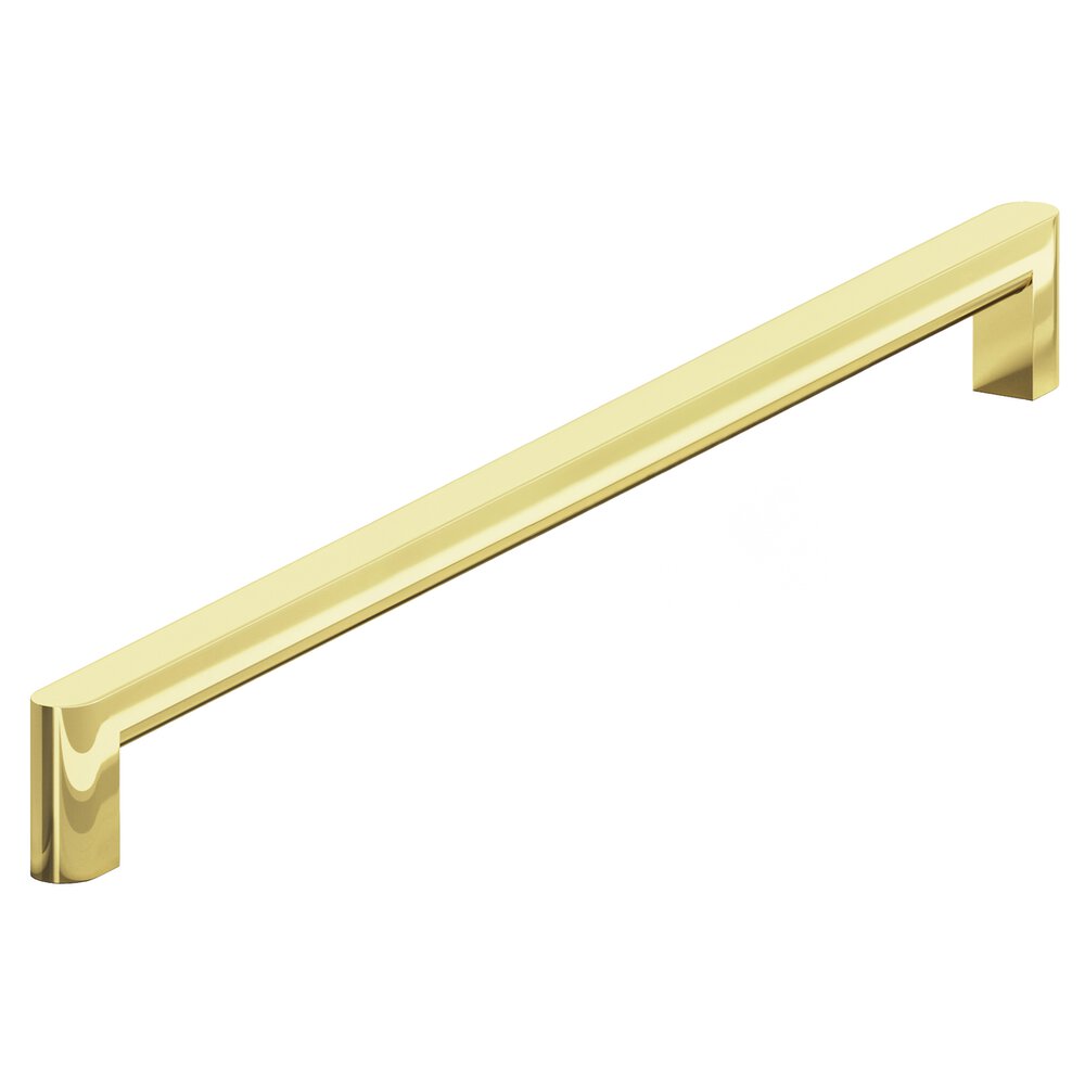 Colonial Bronze 12" Centers Square Cabinet Pull With Rounded Back And Ends In Polished Brass