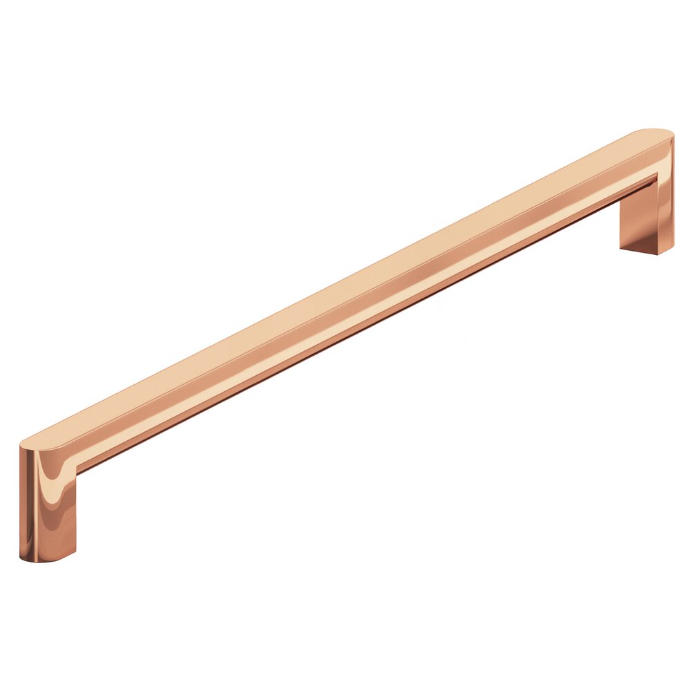 Colonial Bronze 12" Centers Square Cabinet Pull With Rounded Back And Ends In Polished Copper
