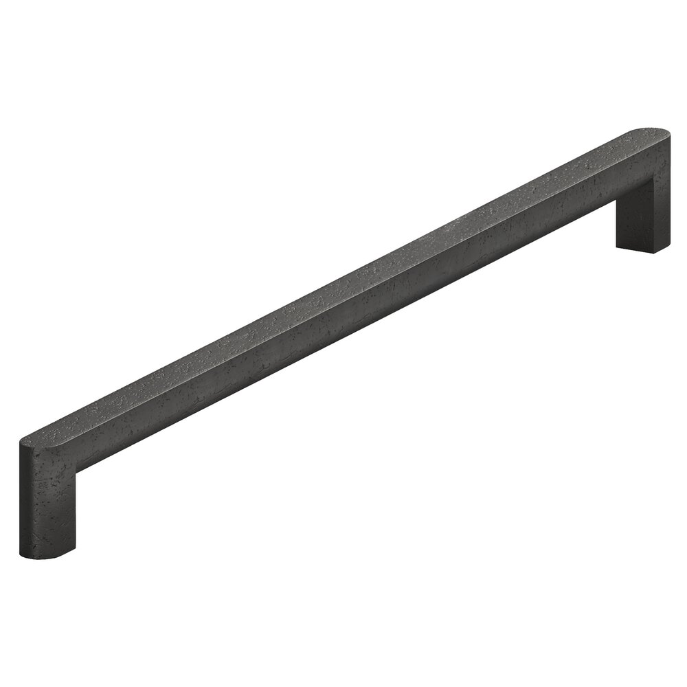 Colonial Bronze 12" Centers Square Cabinet Pull With Rounded Back And Ends In Distressed Satin Black