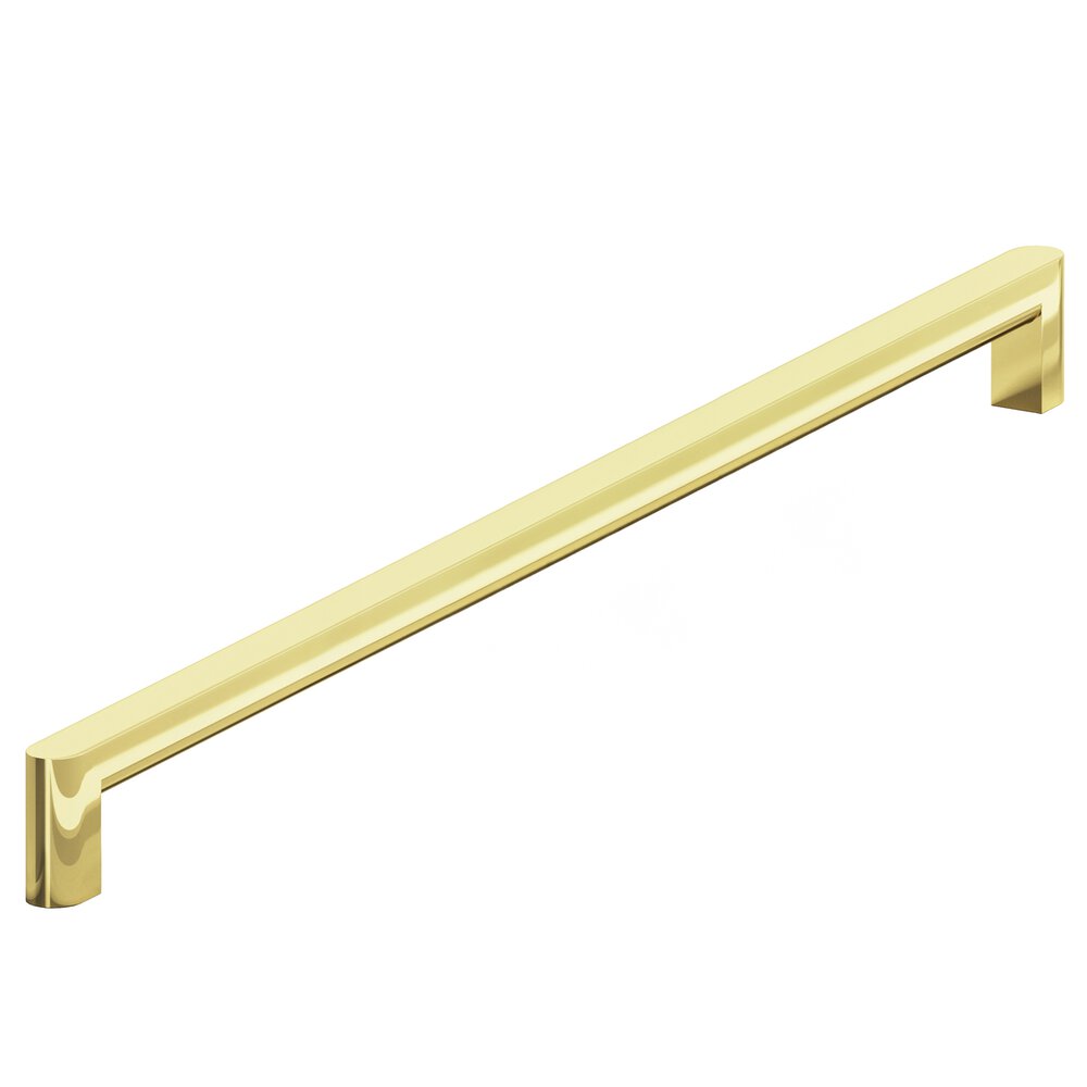 Colonial Bronze 18" Centers Square Appliance/Oversized Pull With Rounded Back And Ends In Polished Brass