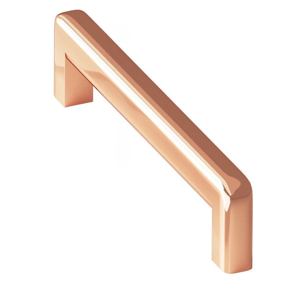 Colonial Bronze 6" Centers Square Cabinet Pull With Rounded Back And Radiused Edges In Polished Copper