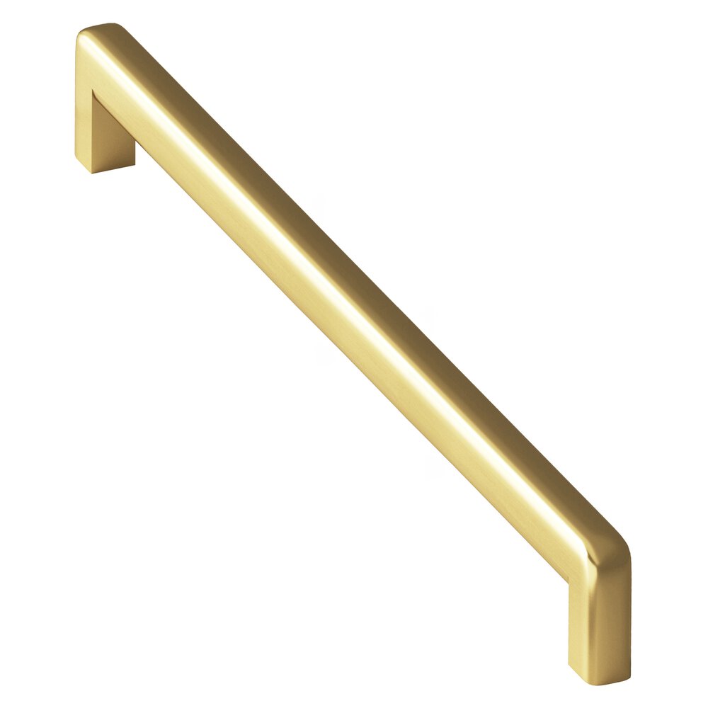 Colonial Bronze 12" Centers Square Cabinet Pull With Rounded Back And Radiused Edges In Unlacquered Satin Brass
