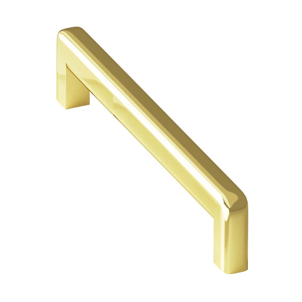 Colonial Bronze 8" Centers Square Cabinet Pull With Rounded Back And Radiused Edges In Polished Brass