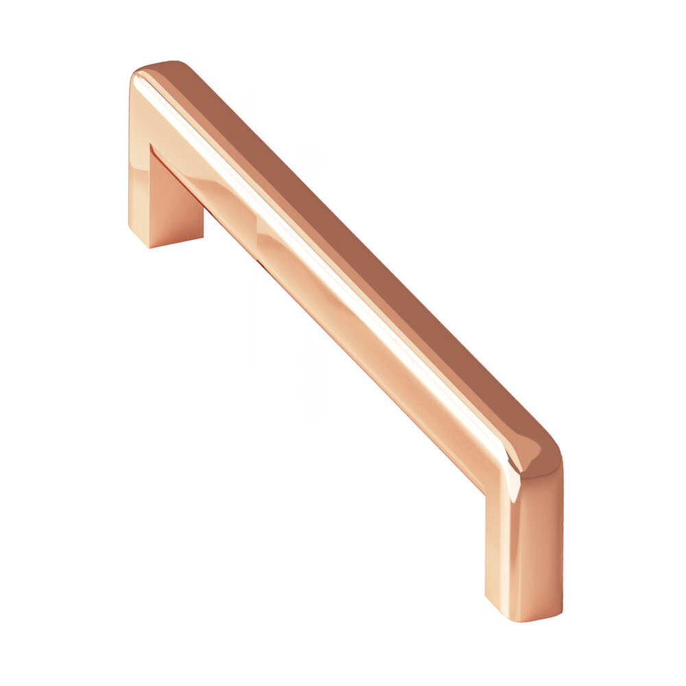Colonial Bronze 8" Centers Square Cabinet Pull With Rounded Back And Radiused Edges In Polished Copper