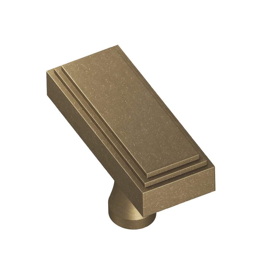Colonial Bronze 2" Rectangular Stepped T Cabinet Knob With Flared Post In Distressed Oil Rubbed Bronze
