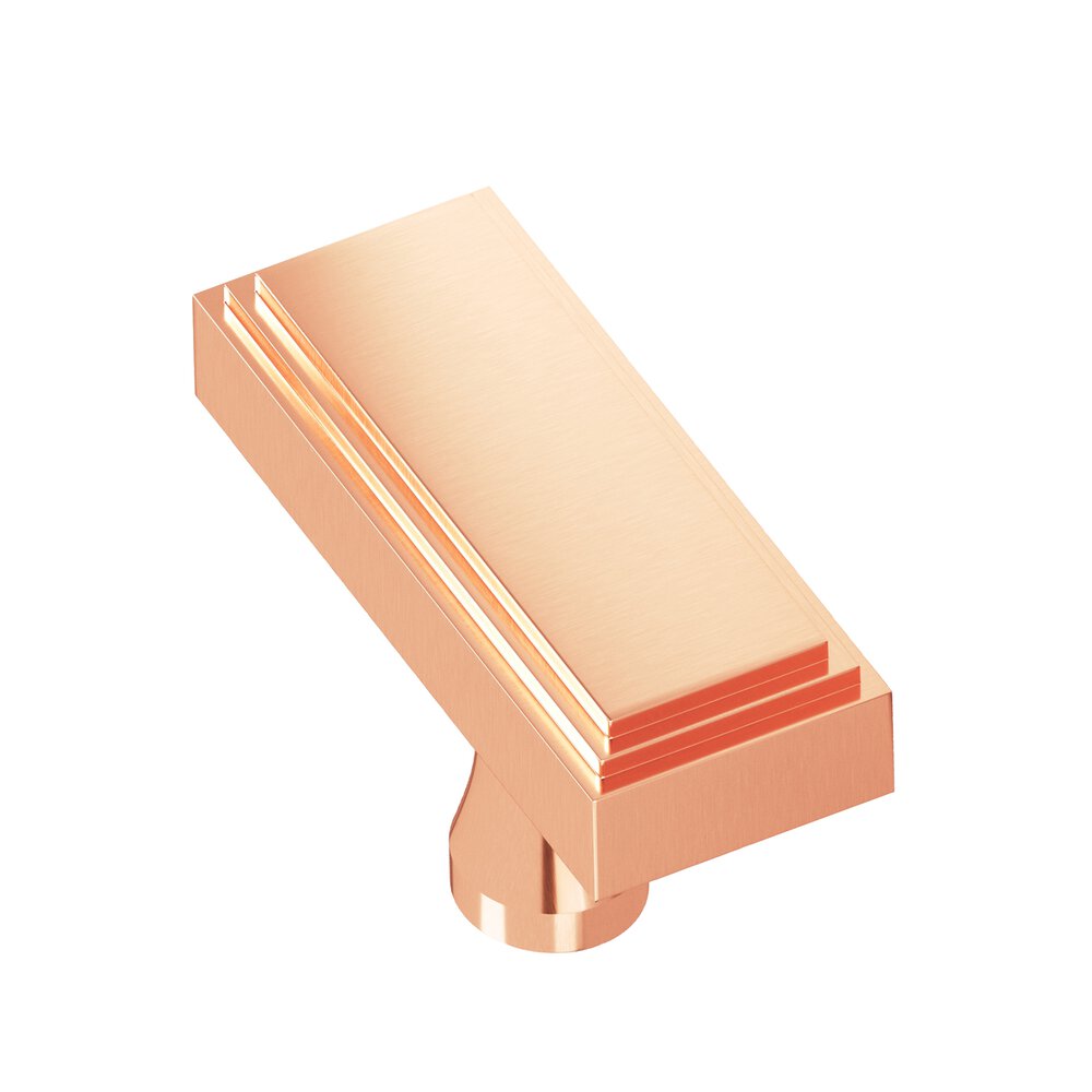 Colonial Bronze 2" Rectangular Stepped T Cabinet Knob With Flared Post In Satin Copper
