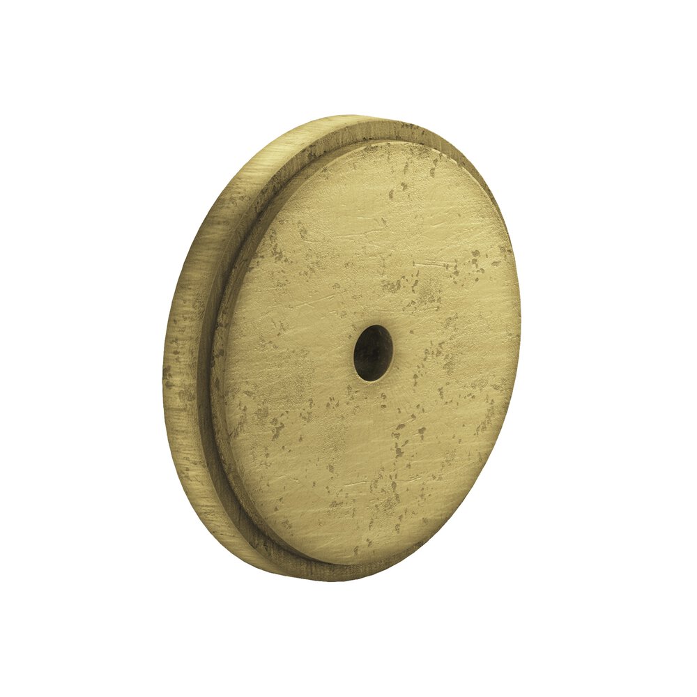 Colonial Bronze 1.5" Diameter Round Stepped Backplate In Distressed Antique Brass