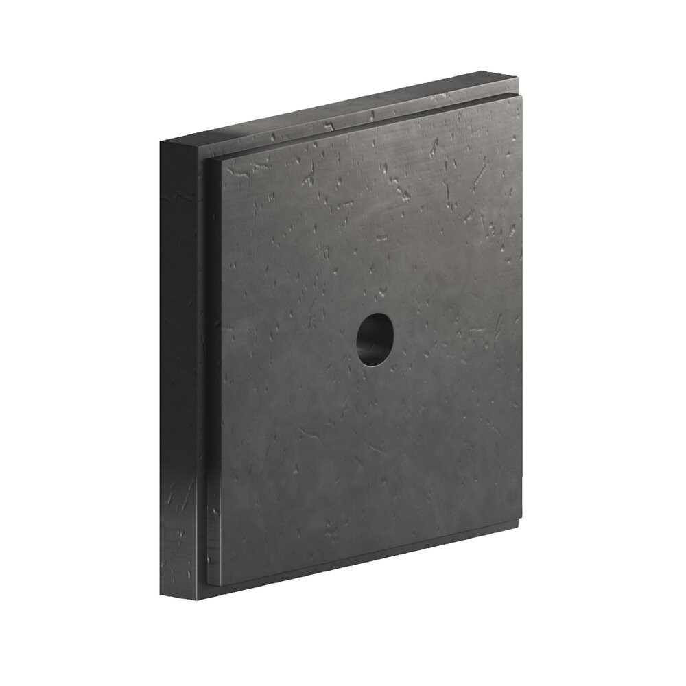 Colonial Bronze 1.75" Square Stepped Backplate In Distressed Satin Black