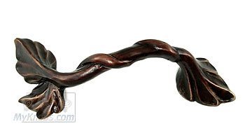 Copia Bronze 3 3/4" Centers Double Leaf and Vine Pull Left in Byzantine Bronze