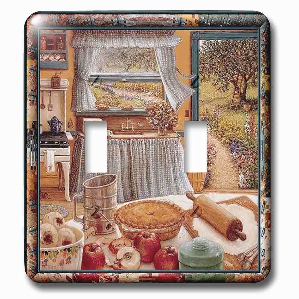 Jazzy Wallplates Double Toggle Wallplate With Home Cooking And Country Art, Apple Pie And Kitchen Art