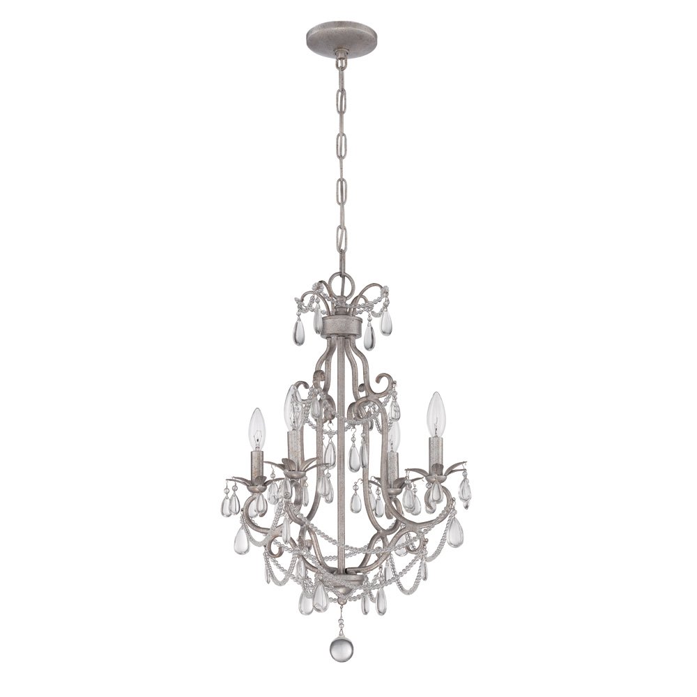 Craftmade 4 Light Mini Chandelier in Antique Silver