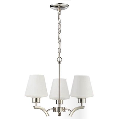 Craftmade 3 Light Mini Chandelier in Polished Nickel with White Frosted Glass